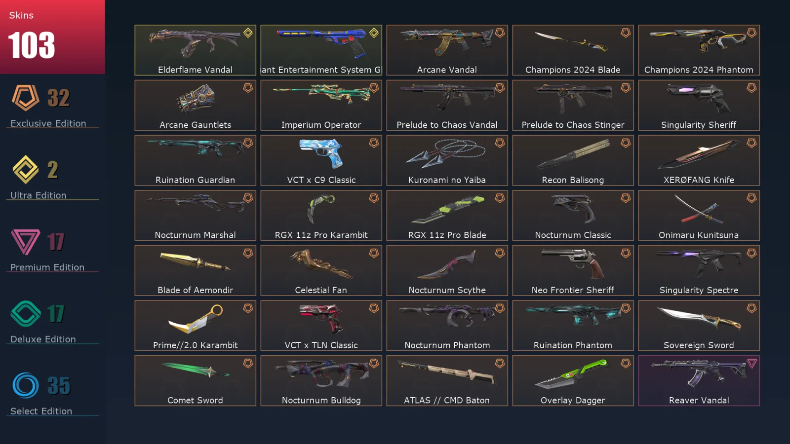 [Valorant] | EU | Level 54 | 17 Agents | 103 Skins