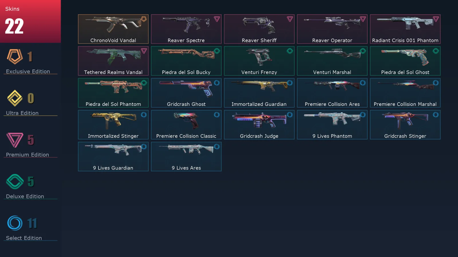 [Valorant] | EU | Level 38 | Diamond 1 | 10 Agents | 22 Skins
