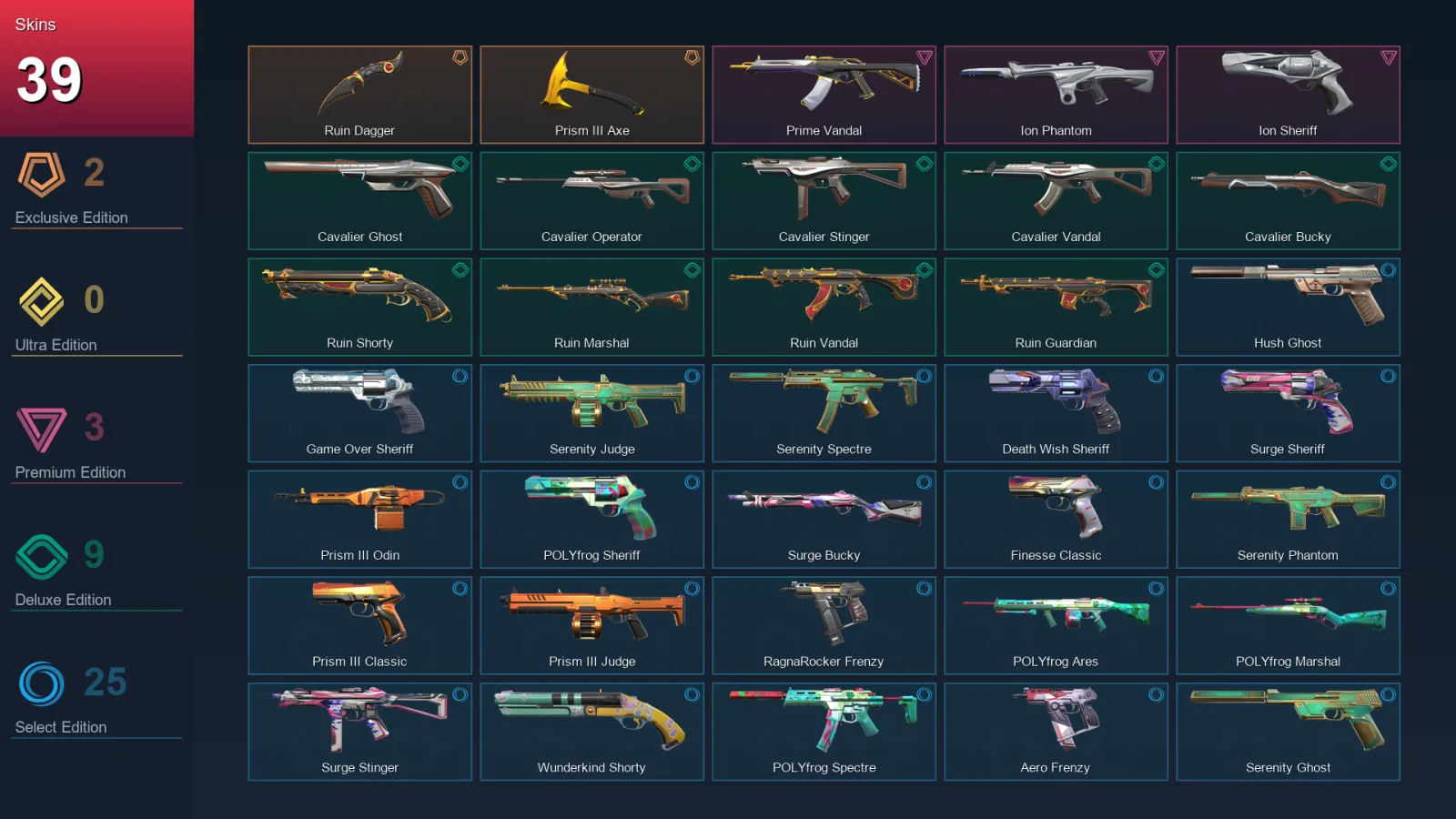 AP | Lv151 | Unranked | 39 Skin | 25 Agent | 91 Buddy