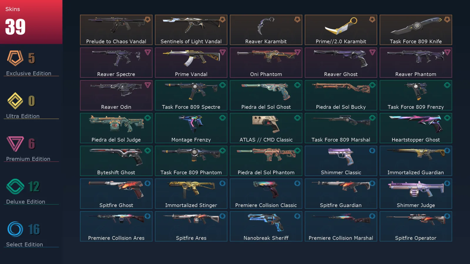 [Valorant] | EU | Level 236 | Diamond 3 | 29 Agents | 39 Skins