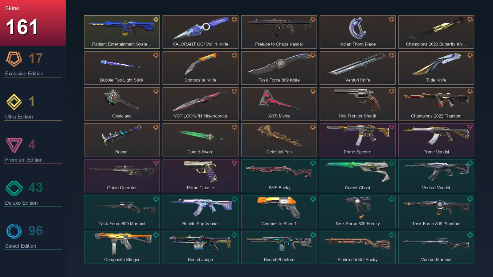 AP | Lv378 | Unranked | 161 Skin | 28 Agent | 187 Buddy — Valorant account