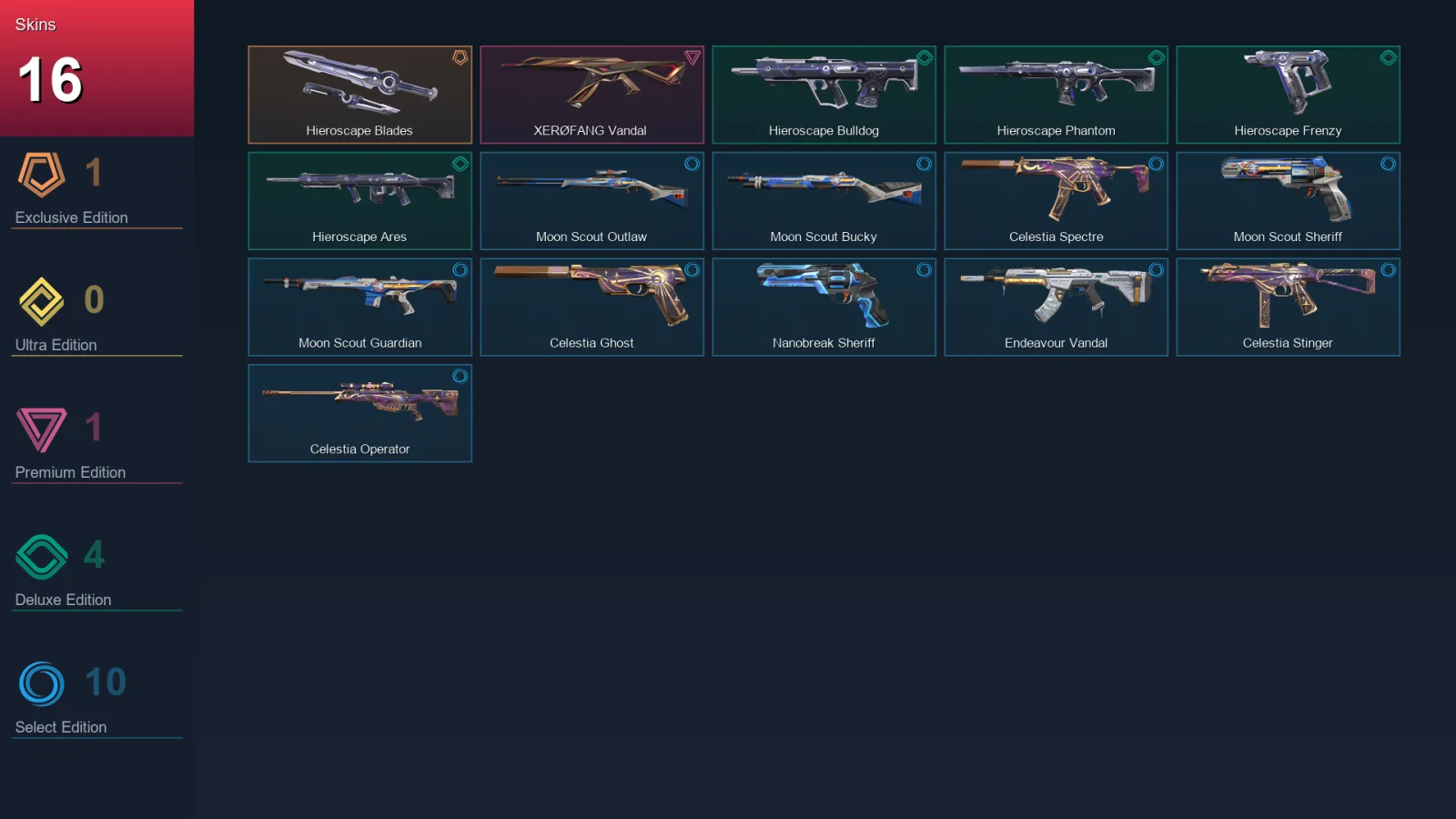 EU | Lv68 | Unranked | 16 Skin | 20 Agent | 36 Buddy