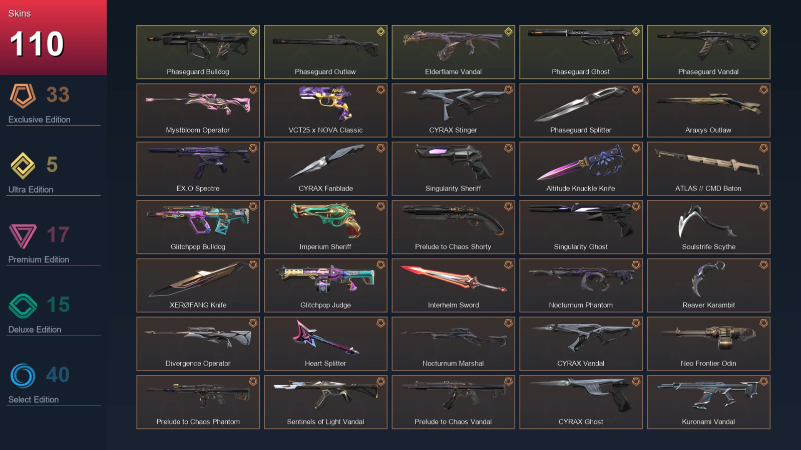NA | Lv81 | Unranked | 110 Skin | 26 Agent | 59 Buddy