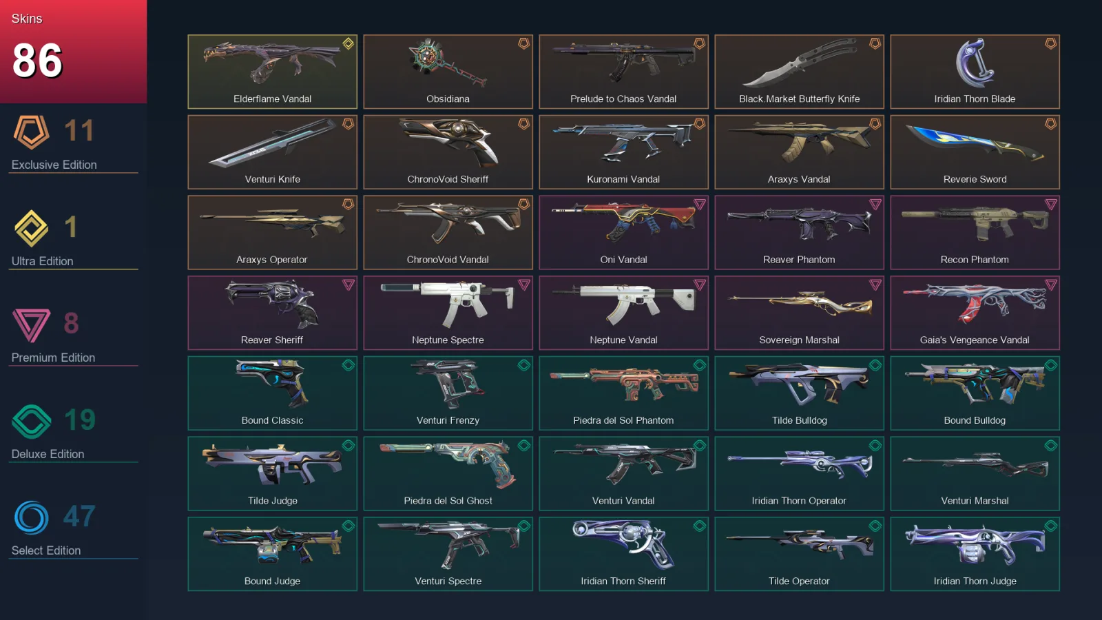 EU | Lv145 | Unranked | 86 Skin | 27 Agent | 90 Buddy