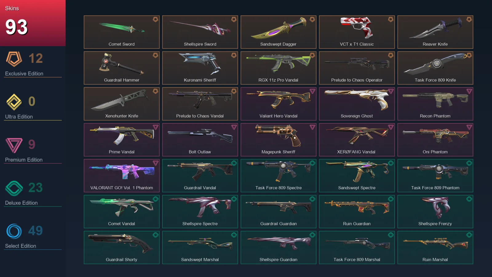 AP | Lv176 | Unranked | 93 Skin | 28 Agent | 111 Buddy
