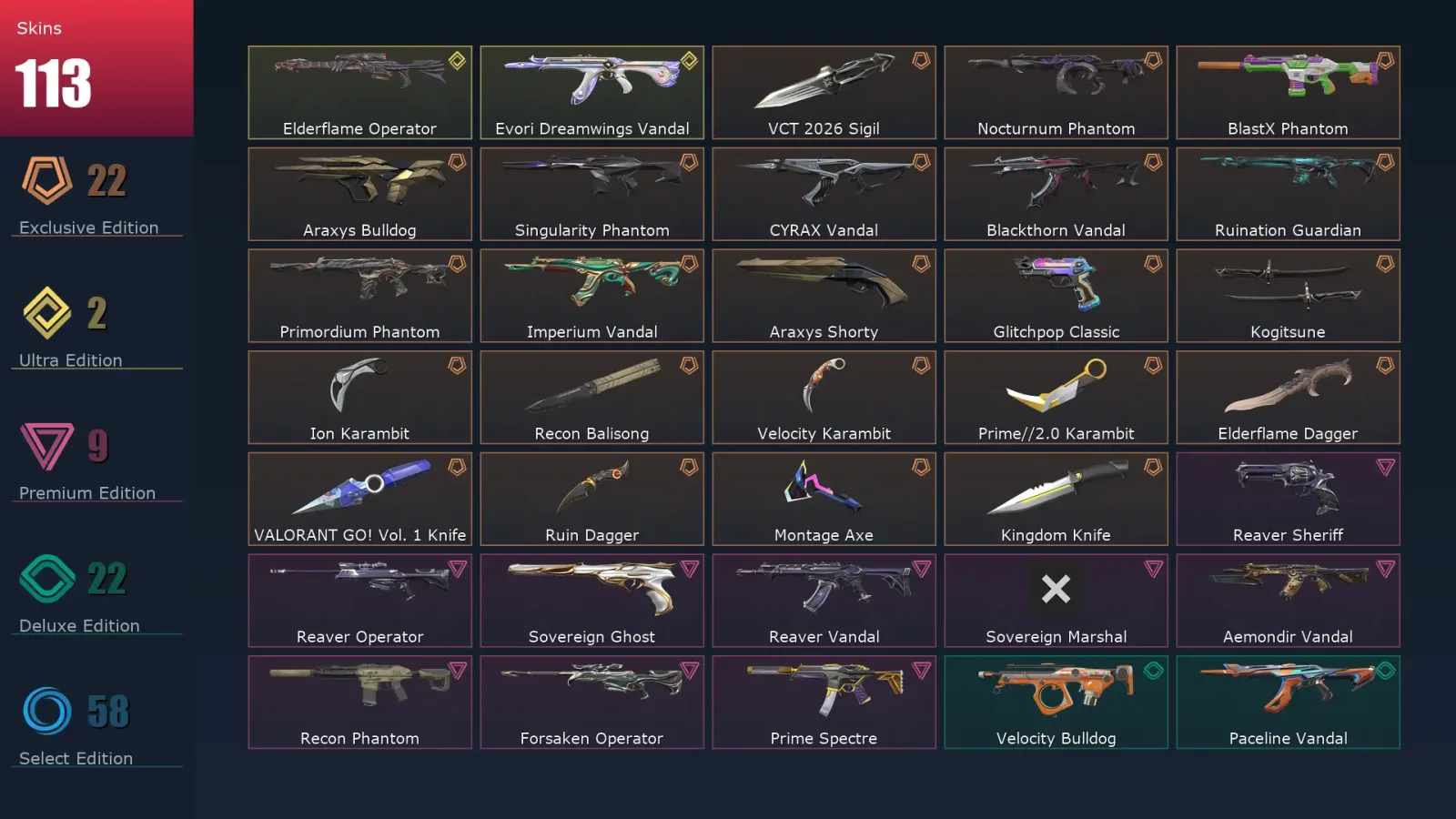 [Valorant] | EU | Level 268 | 29 Agents | 113 Skins — Valorant account