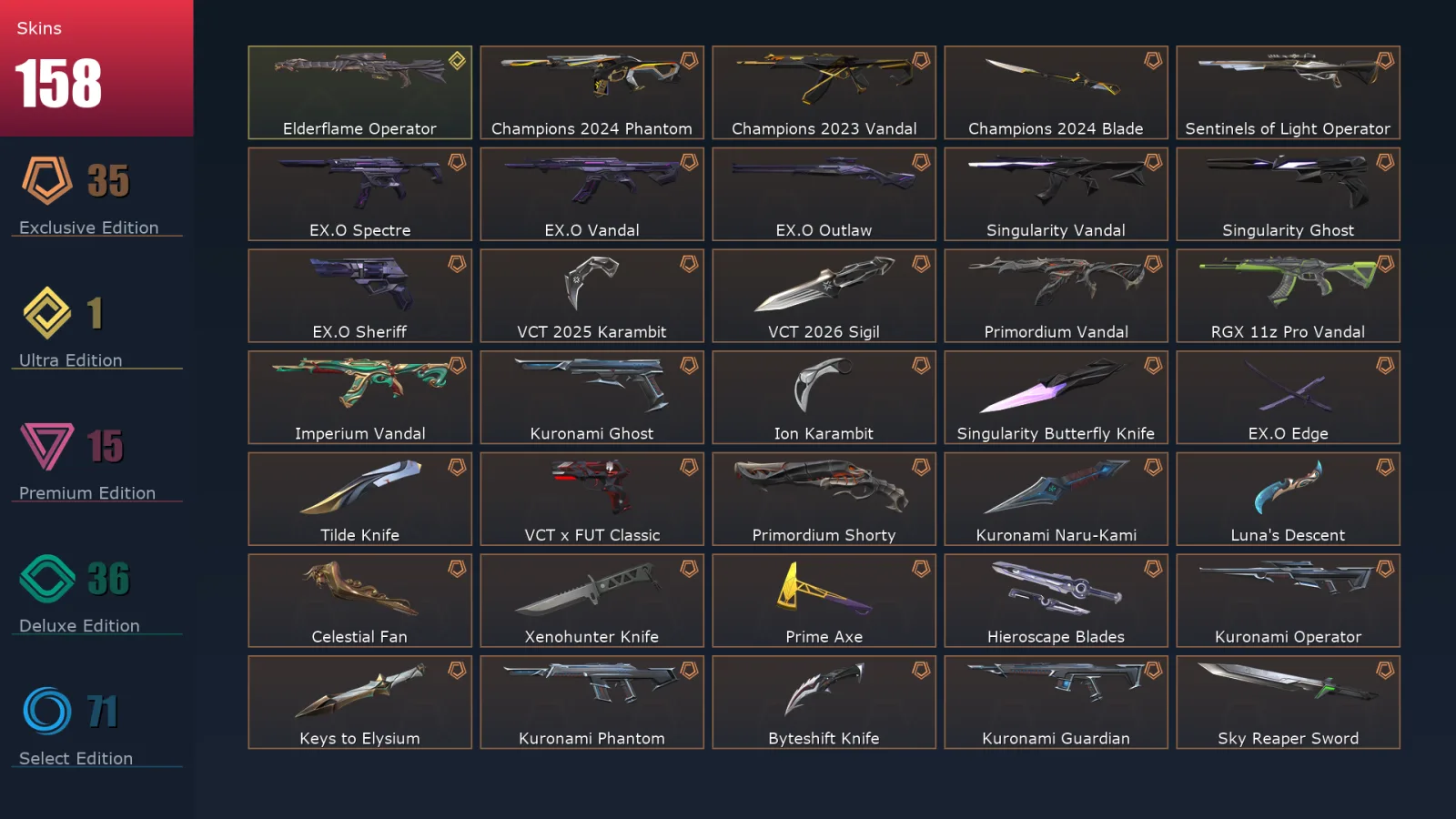 [Valorant] | EU | Level 402 | Ascendant 2 | 29 Agents | 158 Skins