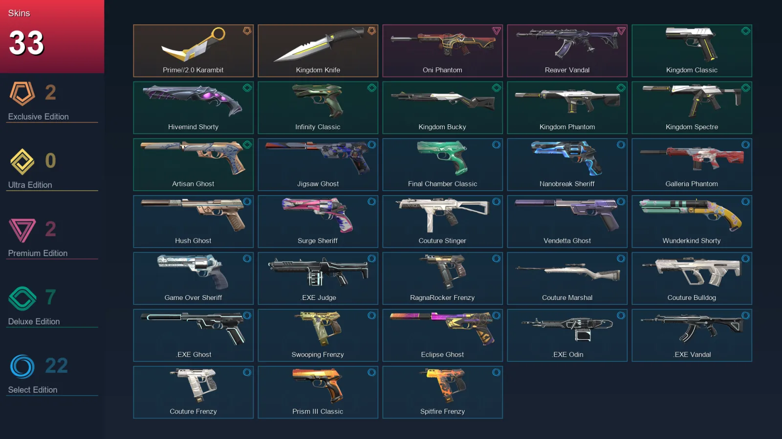 NA | Lv180 | Unranked | 33 Skin | 25 Agent | 84 Buddy