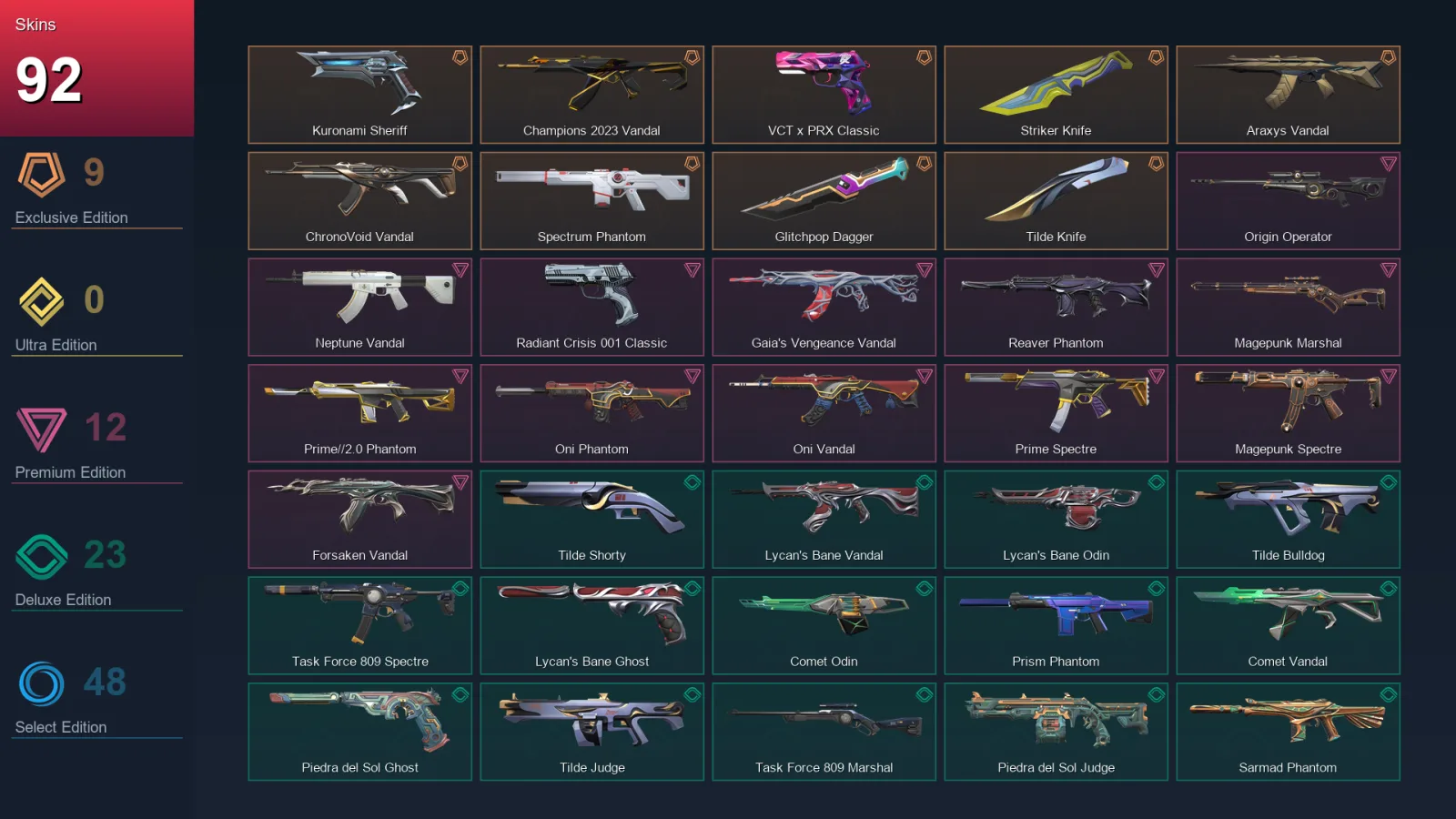 AP | Lv107 | Unranked | 92 Skin | 26 Agent | 81 Buddy