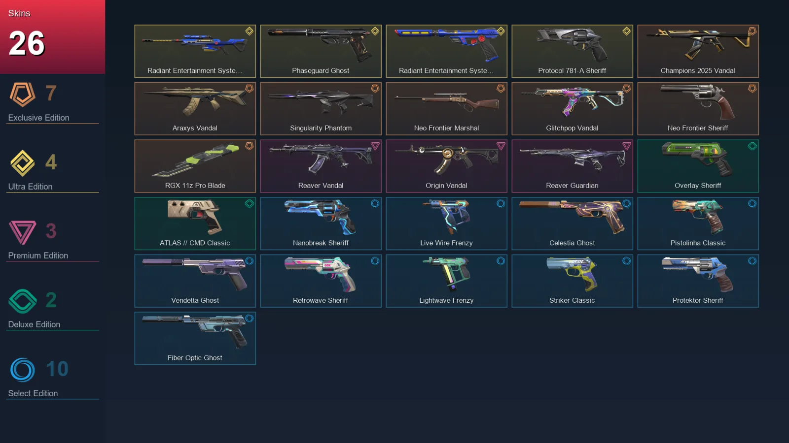 EU | Lv207 | Unranked | 26 Skin | 28 Agent | 99 Buddy — Valorant account
