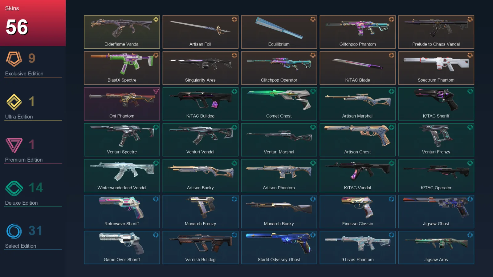 AP | Lv220 | Unranked | 56 Skin | 26 Agent | 95 Buddy — Valorant account