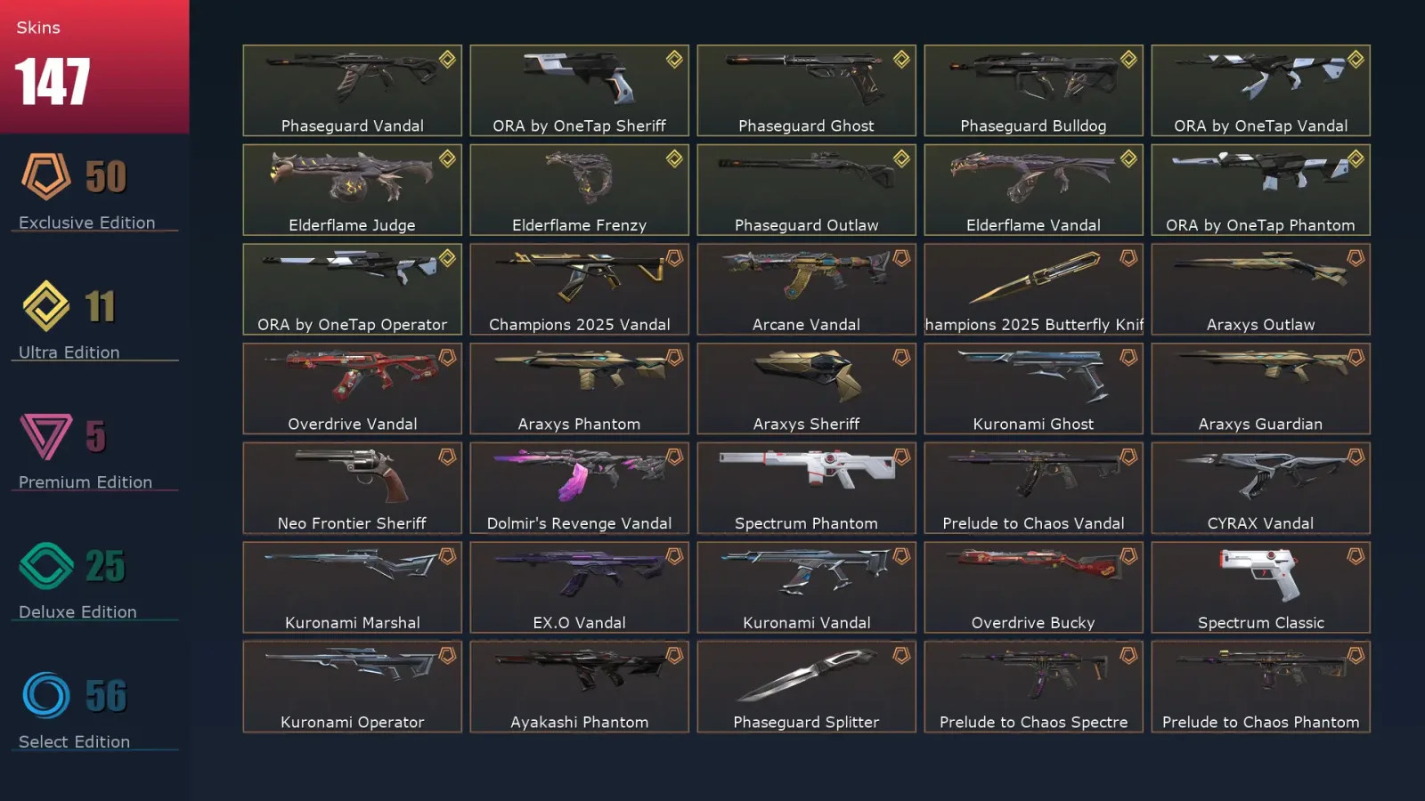 [Valorant] | EU | Level 120 | Diamond 3 | 29 Agents | 147 Skins