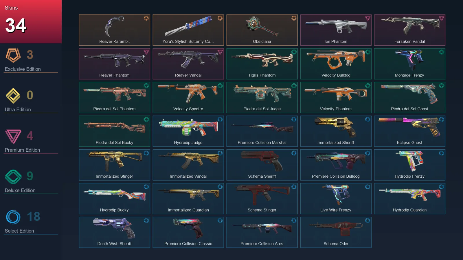 EU | Lv103 | Bronze III | 34 Skin | 26 Agent | 50 Buddy — Valorant account