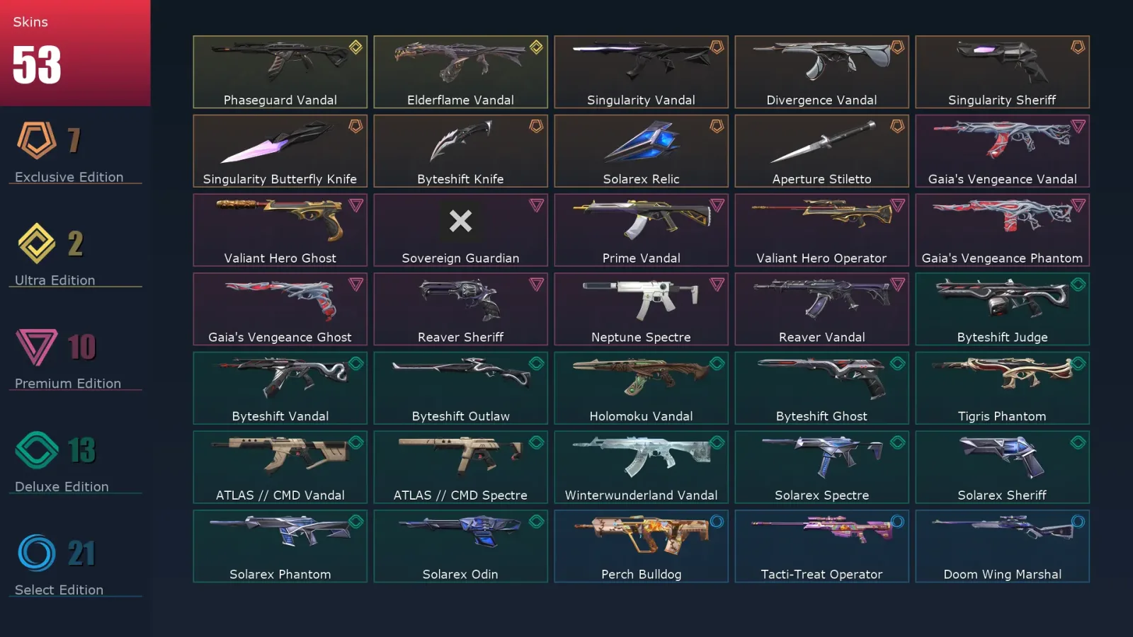 [Valorant] | EU | Level 99 | Ascendant 1 | 24 Agents | 53 Skins