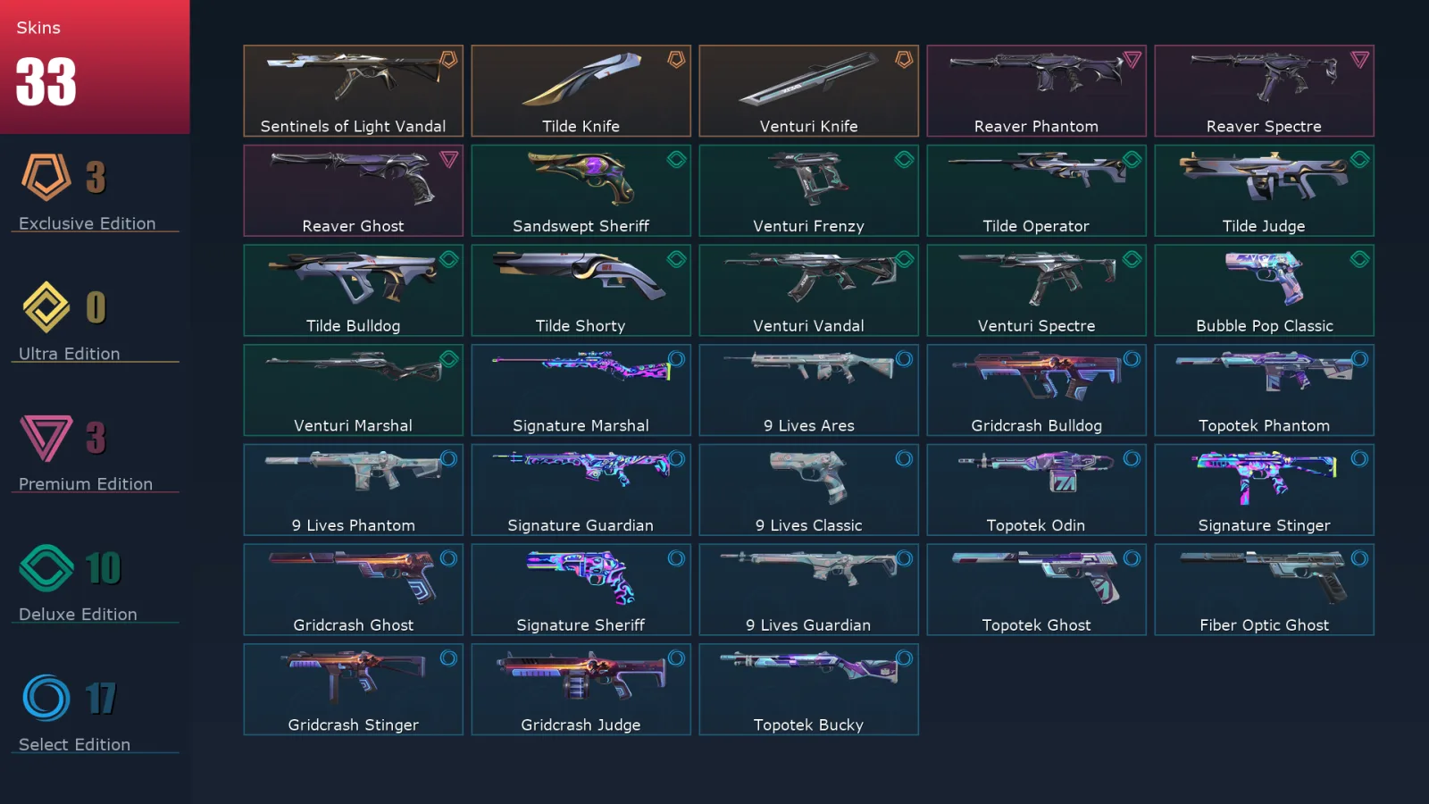 [Valorant] | EU | Level 172 | Silver 2 | 29 Agents | 33 Skins