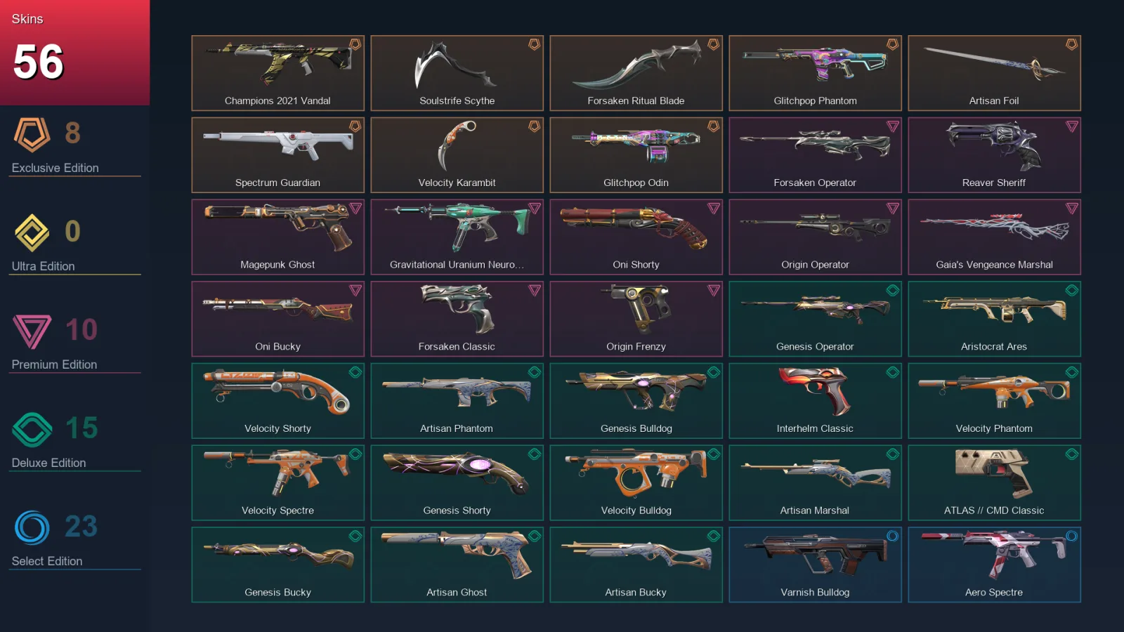 NA | Lv99 | Unranked | 56 Skin | 28 Agent | 64 Buddy