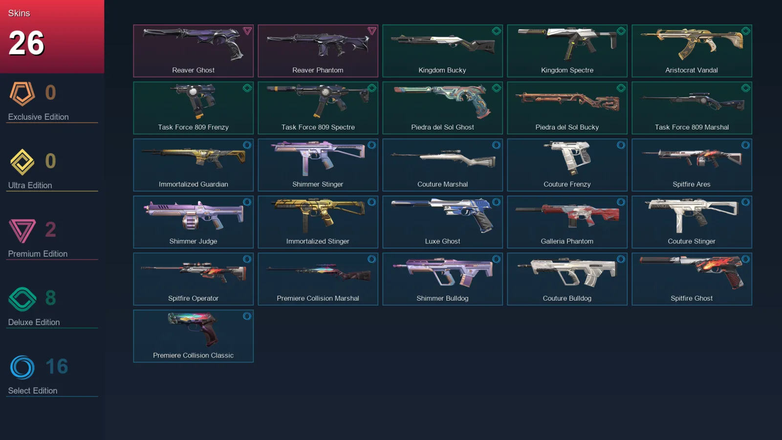 EU | Lv37 | Unranked | 26 Skin | 16 Agent | 31 Buddy