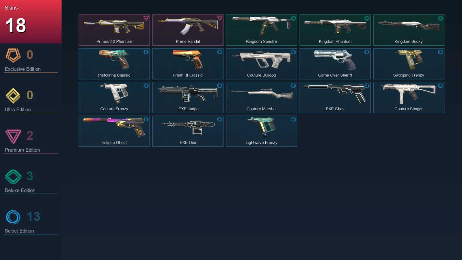 EU | Lv117 | Unranked | 18 Skin | 20 Agent | 47 Buddy