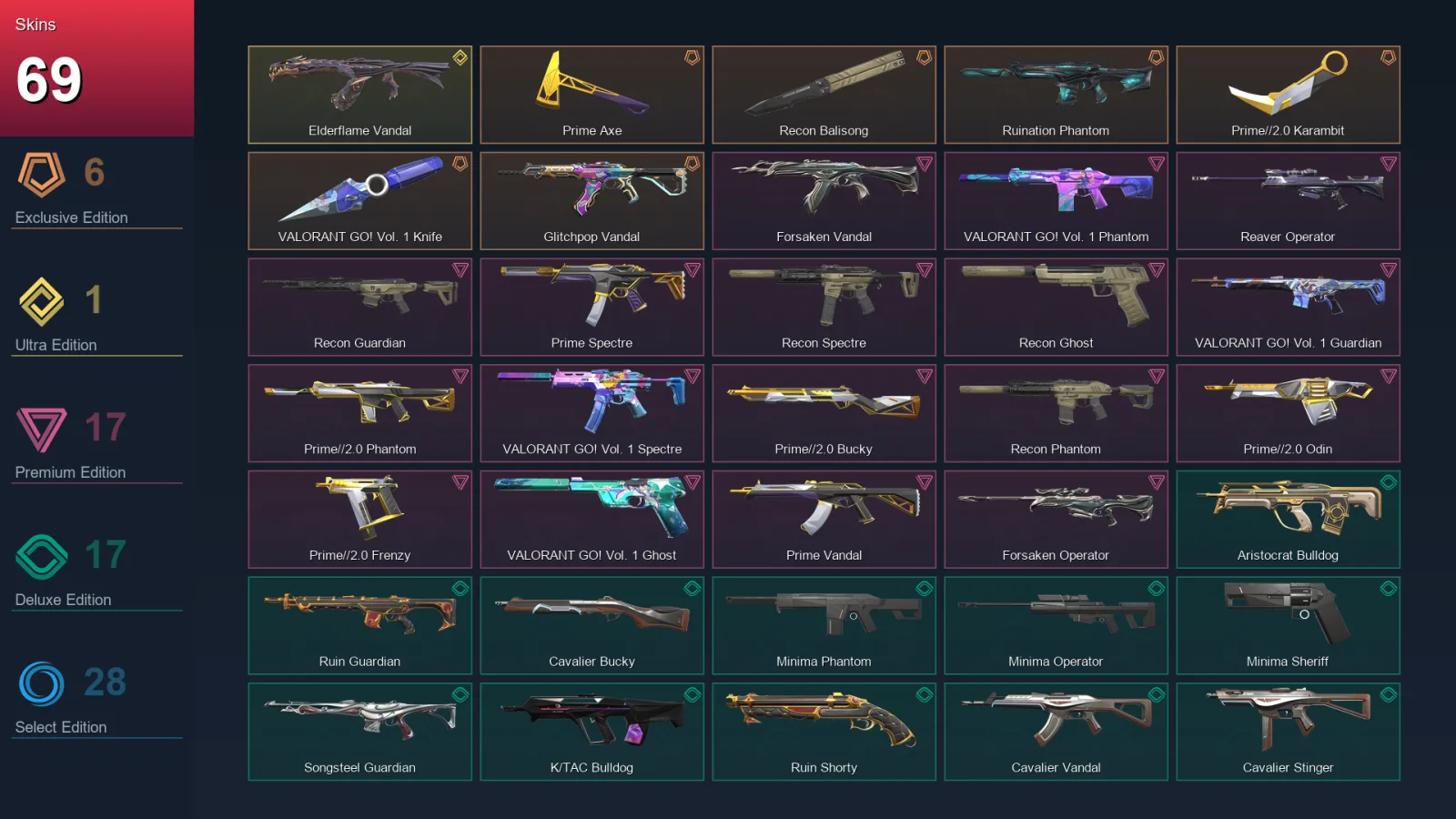 NA | Lv57 | Unranked | 69 Skin | 21 Agent | 58 Buddy — Valorant account
