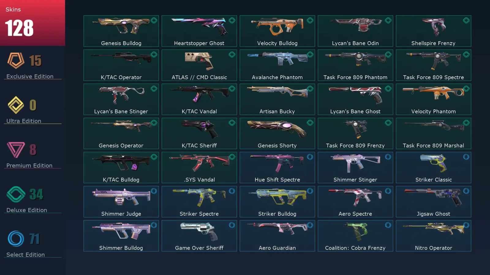 [Valorant] | EU | Level 256 | 28 Agents | 128 Skins