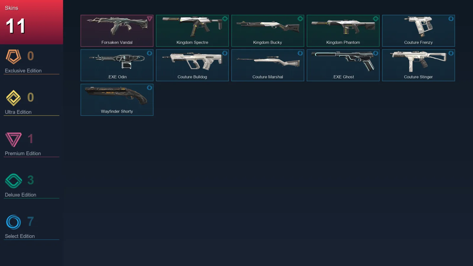 EU | Forsaken Vandal | Kingdom Spectre | Kingdom Bucky | Kingdom Phantom | 11 Skin | 22 Agent | 43 Buddy | Lv65