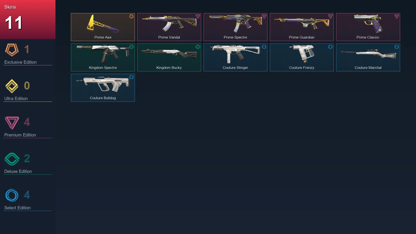 EU | Lv1 | Unranked | 11 Skin | 7 Agent | 13 Buddy