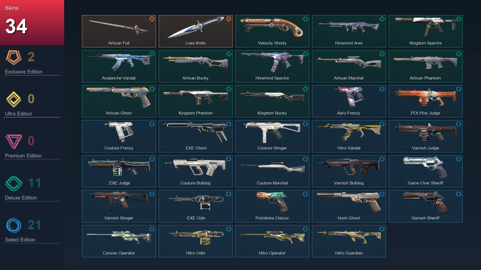 EU | Lv88 | Unranked | 34 Skin | 20 Agent | 57 Buddy
