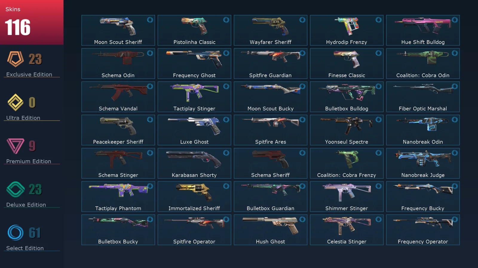 [Valorant] | EU | Level 276 | 28 Agents | 116 Skins
