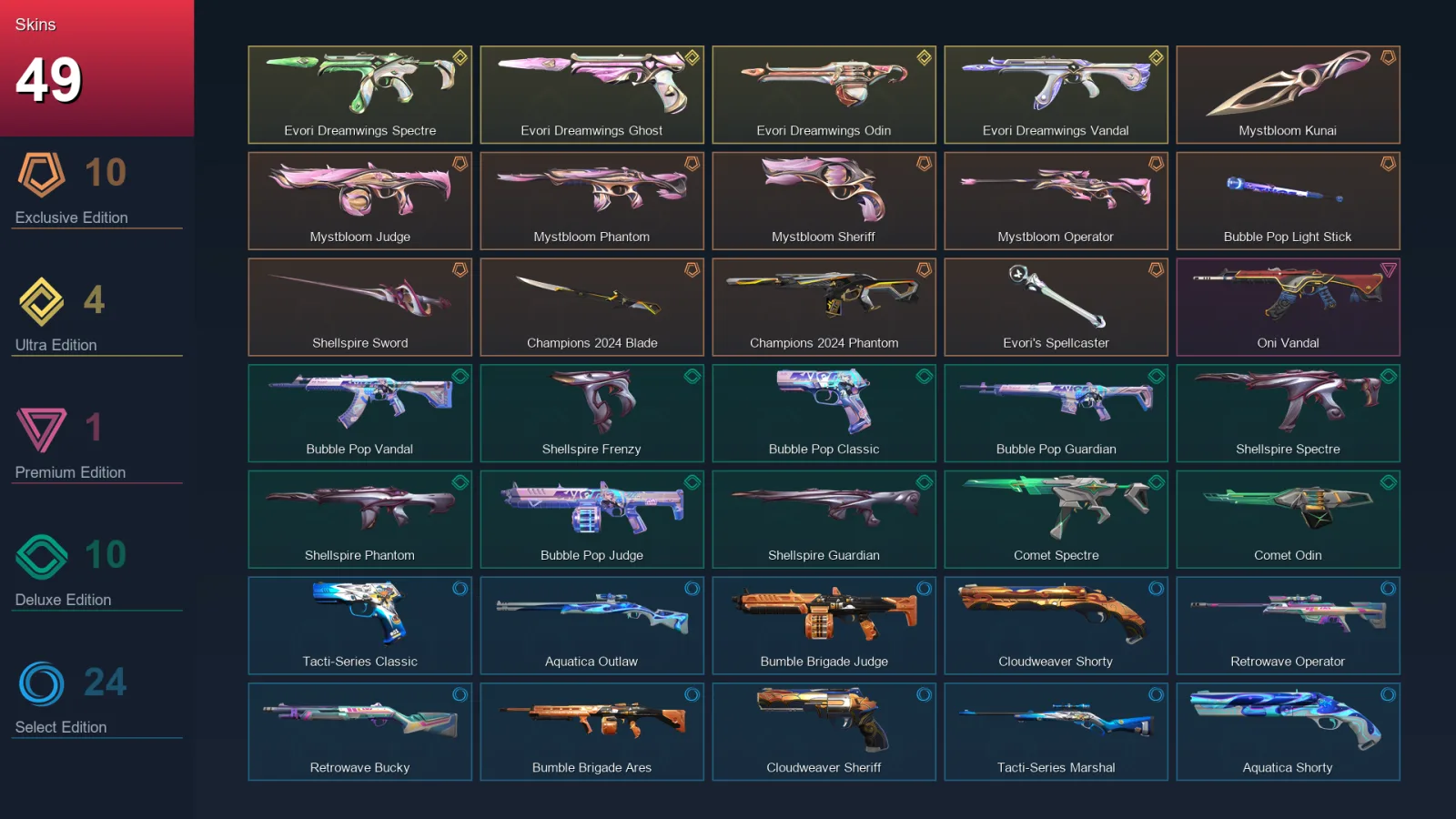 AP | Lv49 | Unranked | 49 Skin | 15 Agent | 35 Buddy