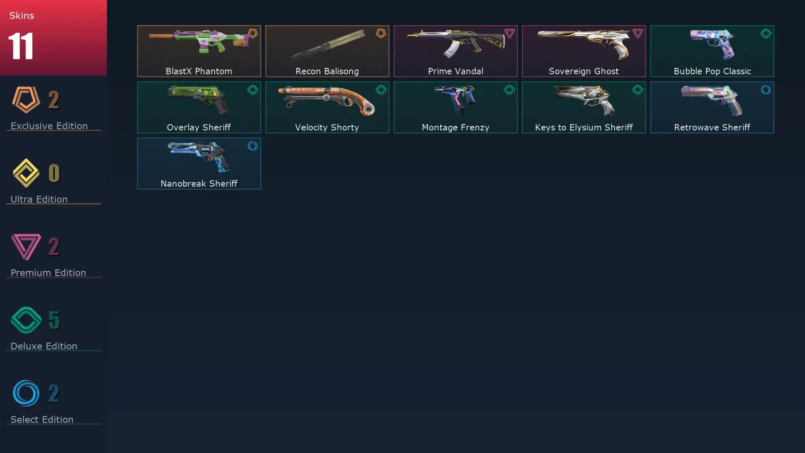 [Valorant] | EU | Level 193 | Platinum 2 | 26 Agents | 11 Skins