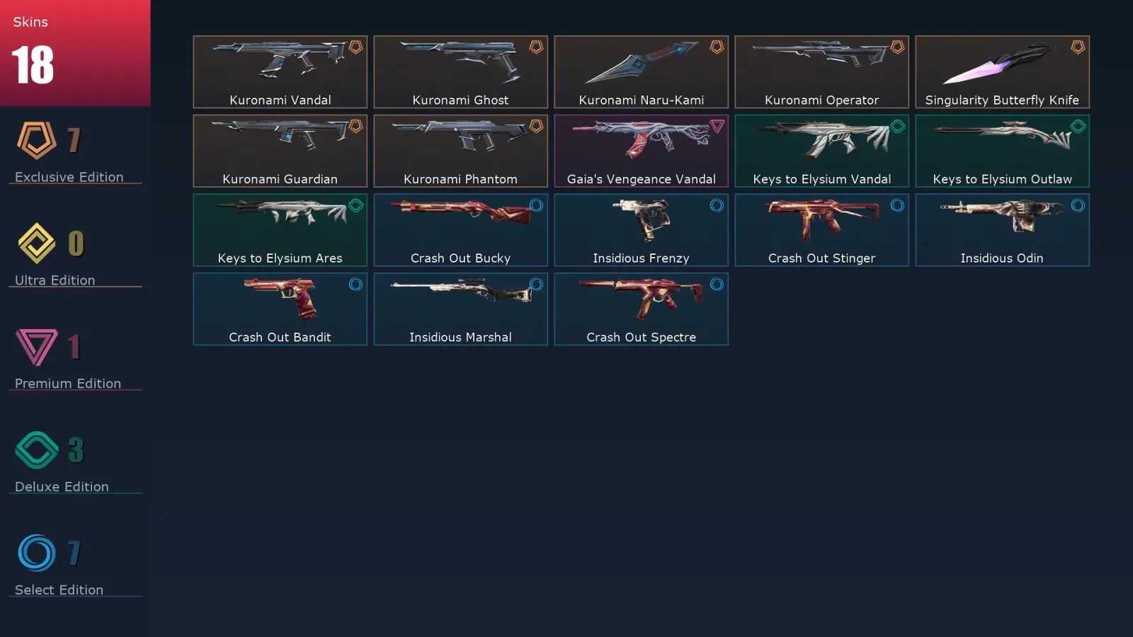 [Valorant] | EU | Level 32 | Diamond 1 | 12 Agents | 18 Skins