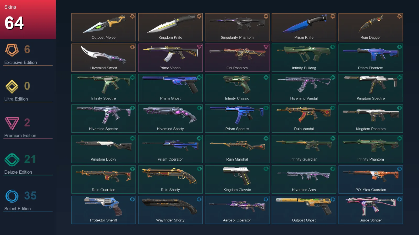 AP | Lv120 | Unranked | 64 Skin | 18 Agent | 85 Buddy — Valorant account