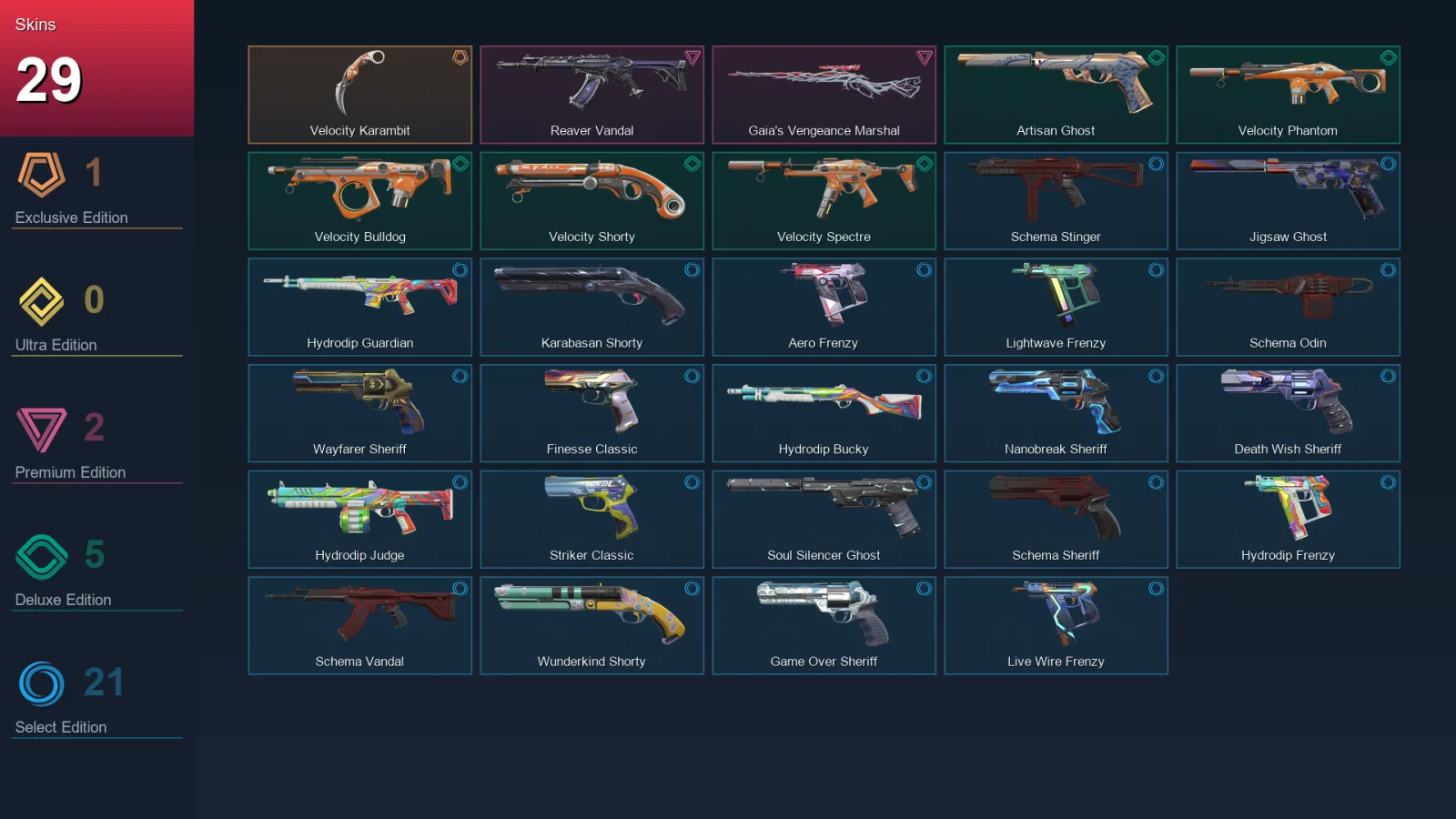 AP | Lv218 | Unranked | 29 Skin | 28 Agent | 75 Buddy — Valorant account