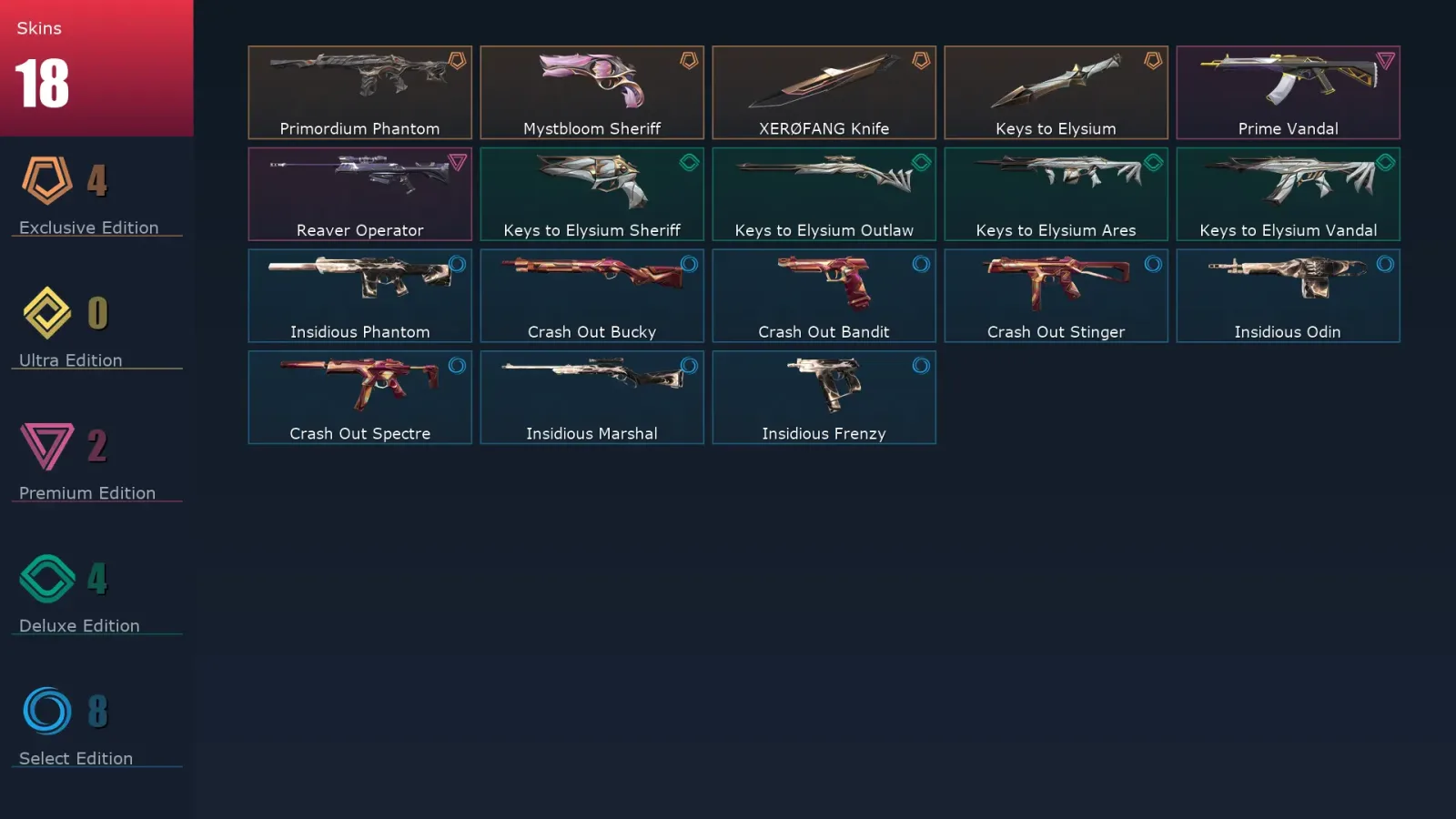 [Valorant] | EU | Level 23 | Diamond 3 | 8 Agents | 18 Skins — Valorant account