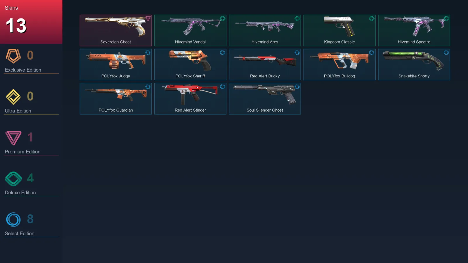 LA | Lv35 | Unranked | 13 Skin | 10 Agent | 20 Buddy &mdash; Valorant account with Shorty skin