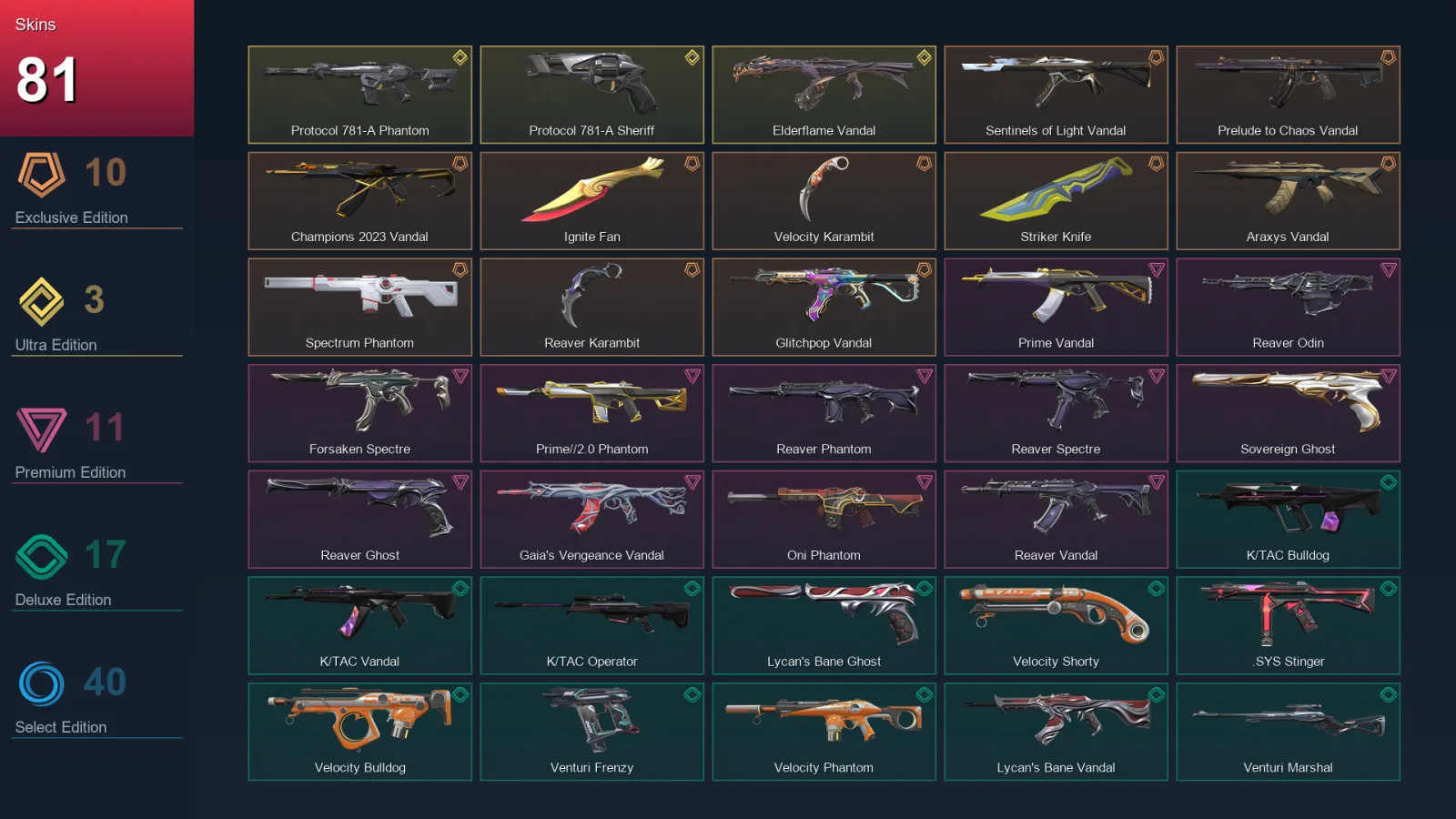 AP | Lv104 | Unranked | 81 Skin | 18 Agent | 65 Buddy