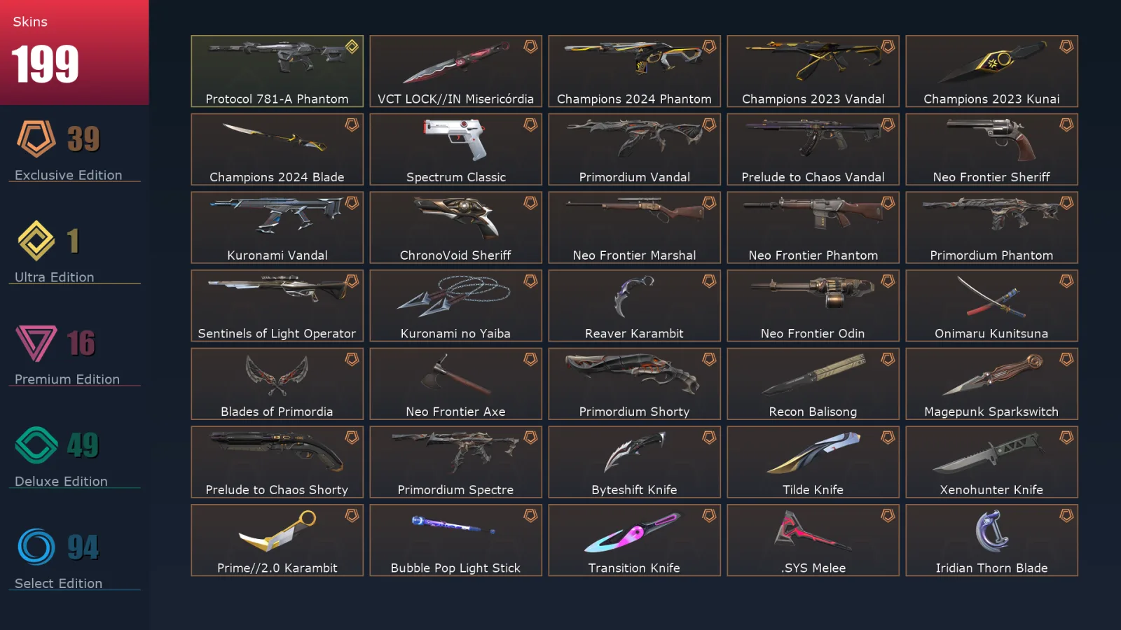[Valorant] | EU | Level 384 | 29 Agents | 199 Skins