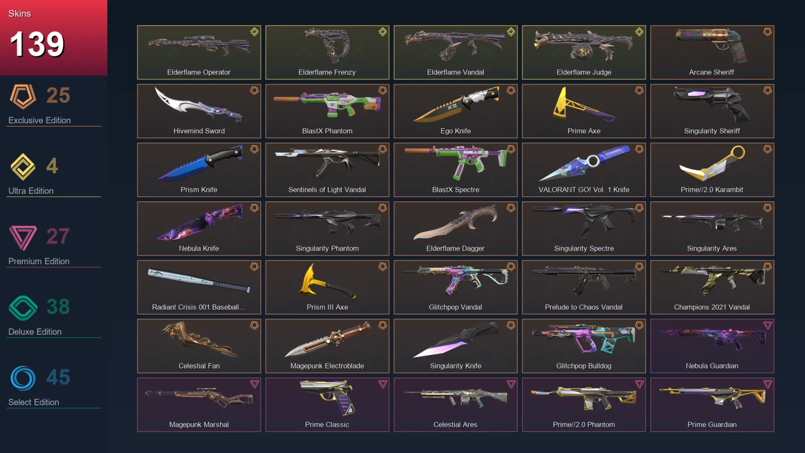 NA | Lv52 | Unranked | 139 Skin | 16 Agent | 71 Buddy