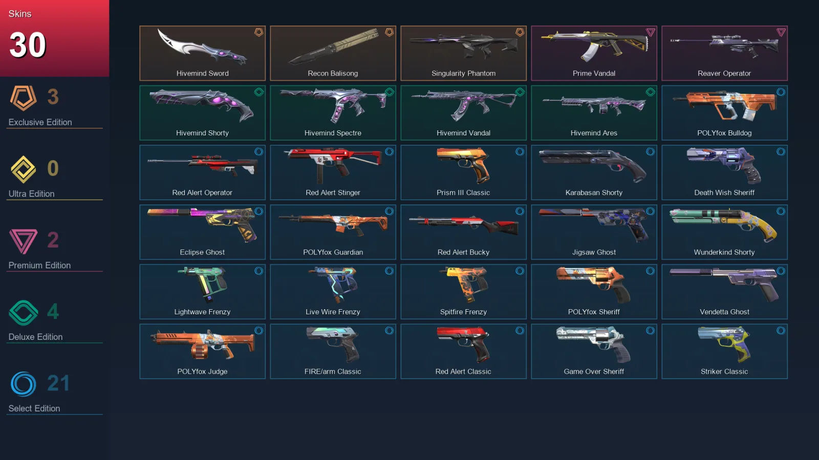 AP | Lv167 | Unranked | 30 Skin | 26 Agent | 80 Buddy