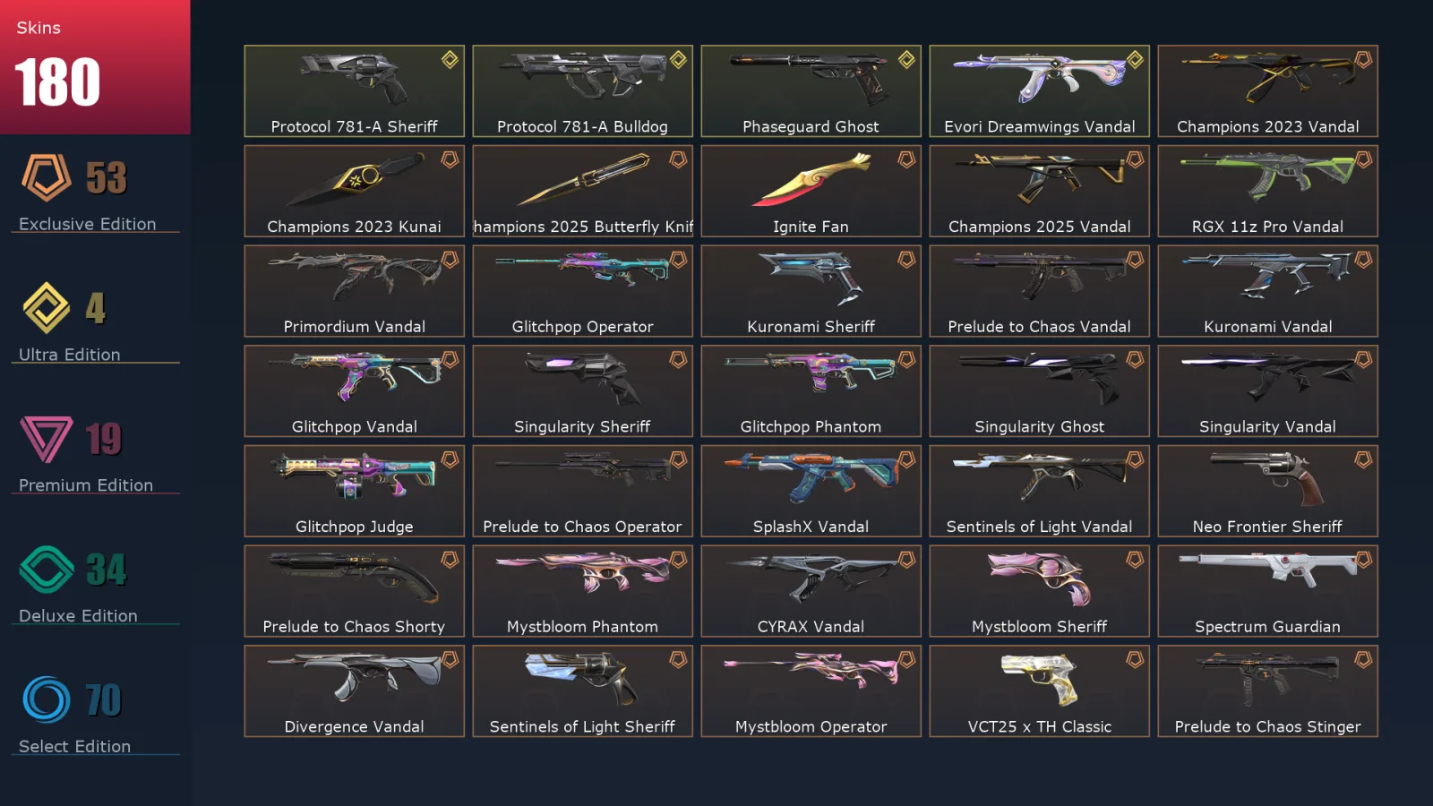[Valorant] | EU | Level 272 | 27 Agents | 180 Skins