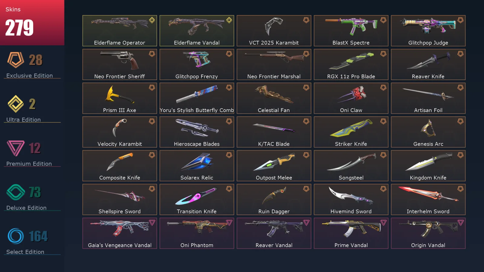 [Valorant] | EU | Level 500 | 29 Agents | 279 Skins