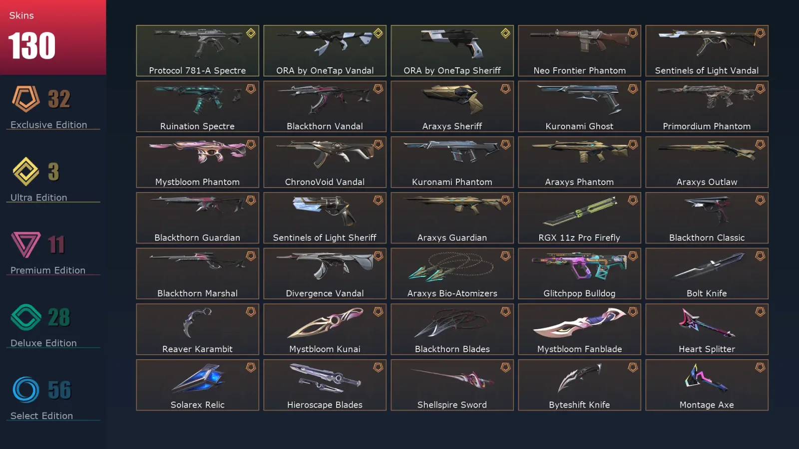 [Valorant] | EU | Level 253 | 29 Agents | 130 Skins — Valorant account