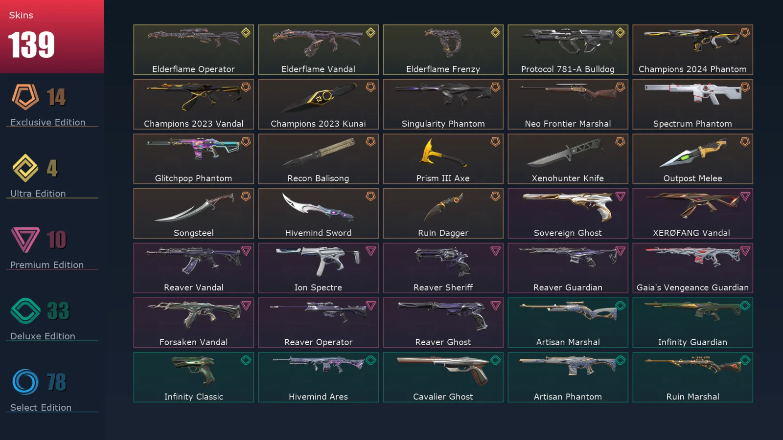 [Valorant] | EU | Level 381 | 29 Agents | 139 Skins