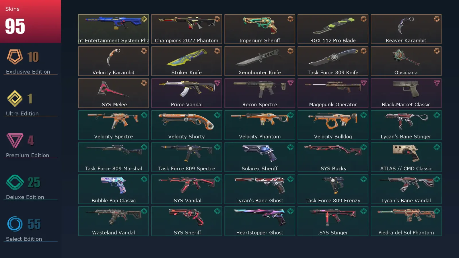 [Valorant] | EU | Level 294 | 28 Agents | 95 Skins