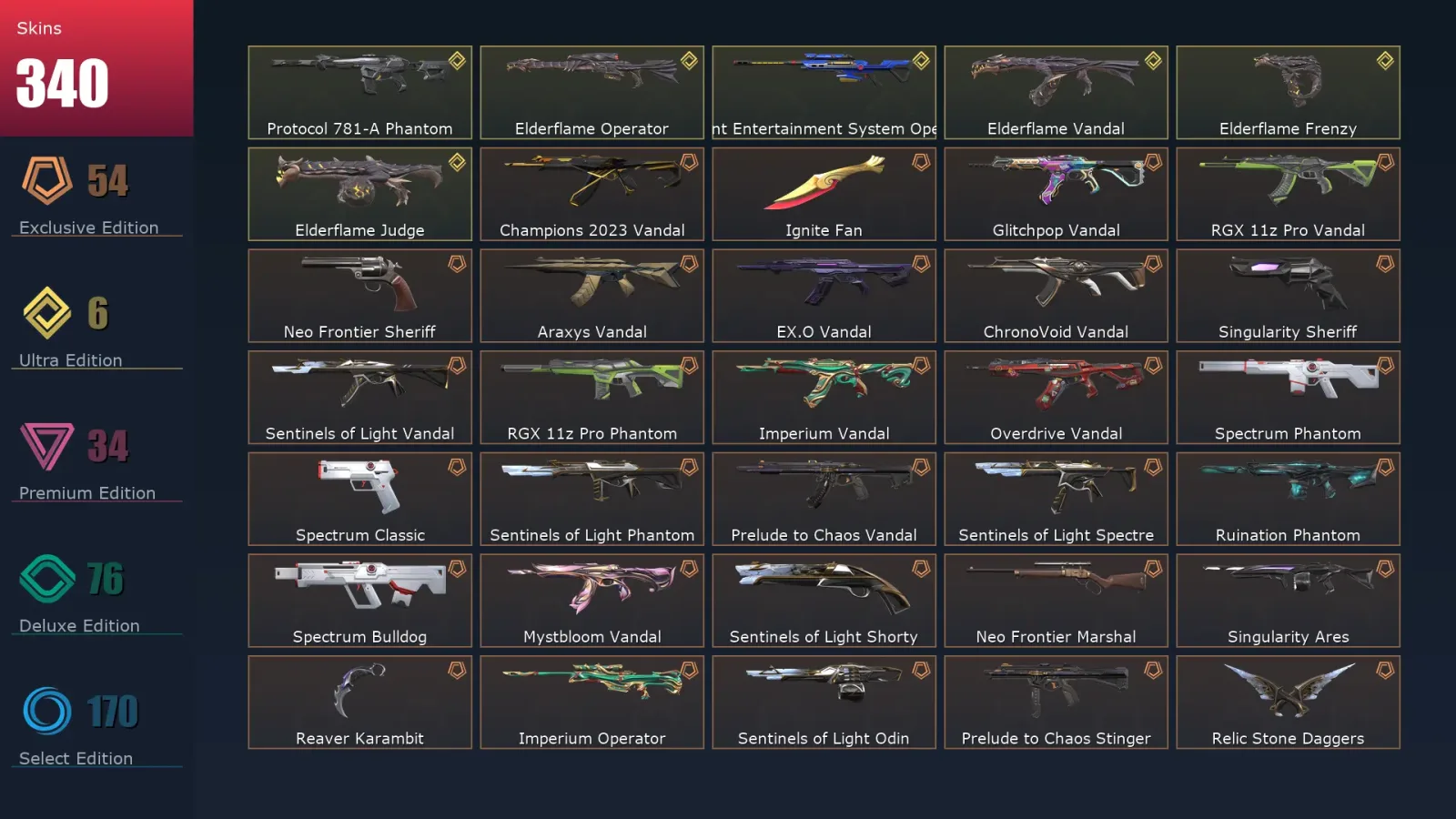 [Valorant] | EU | Level 500 | Platinum 2 | 29 Agents | 340 Skins — Valorant account