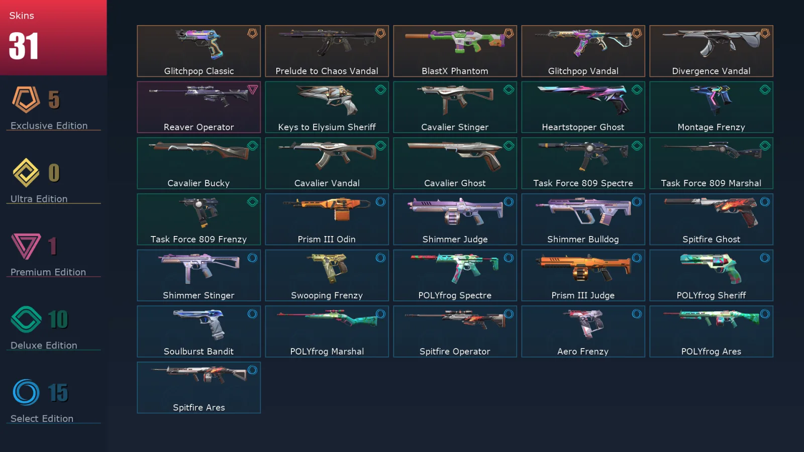 [Valorant] | EU | Level 138 | Diamond 1 | 29 Agents | 31 Skins