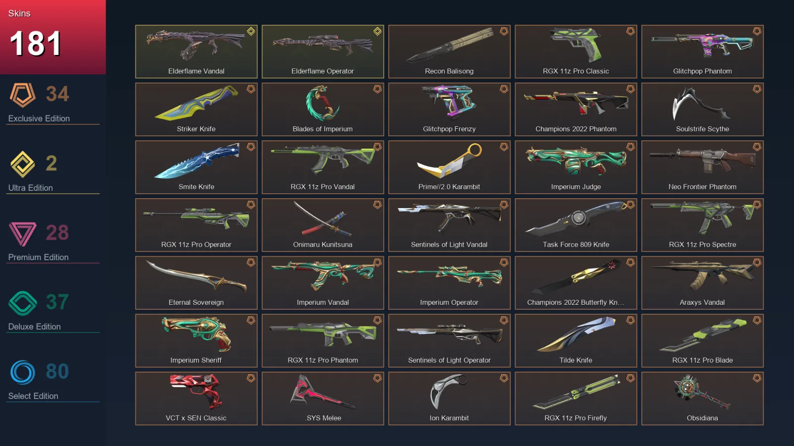 NA | Lv151 | Unranked | 181 Skin | 23 Agent | 114 Buddy