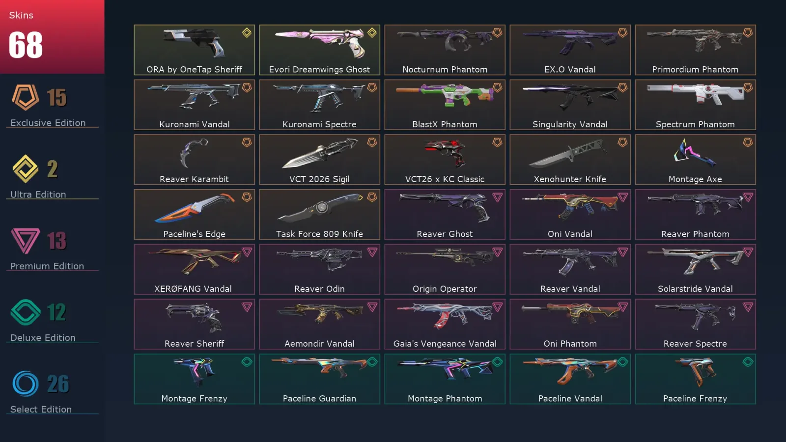 [Valorant] | EU | Level 231 | 29 Agents | 68 Skins — Valorant account