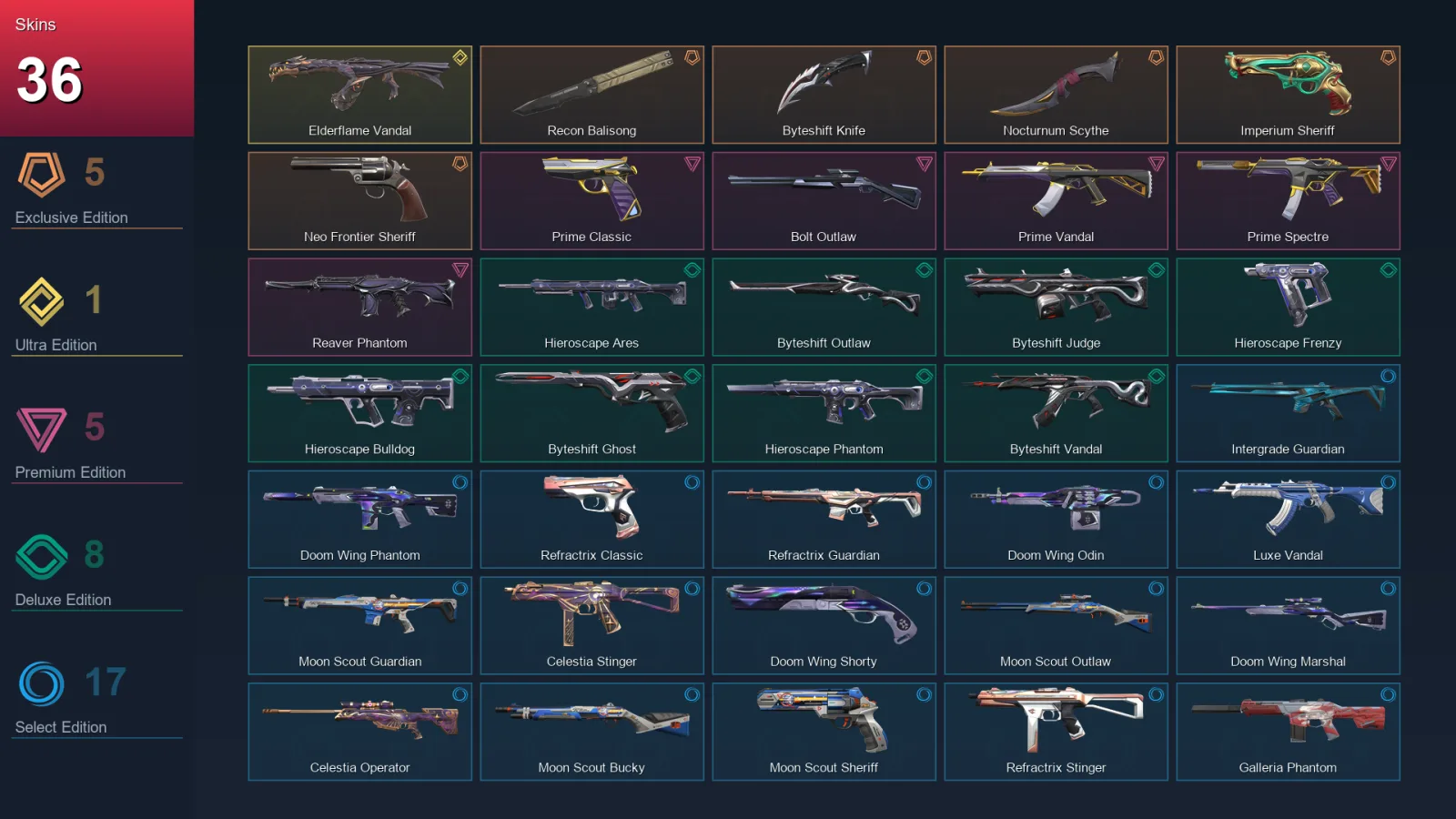 BR | Lv54 | Unranked | 36 Skin | 18 Agent | 30 Buddy