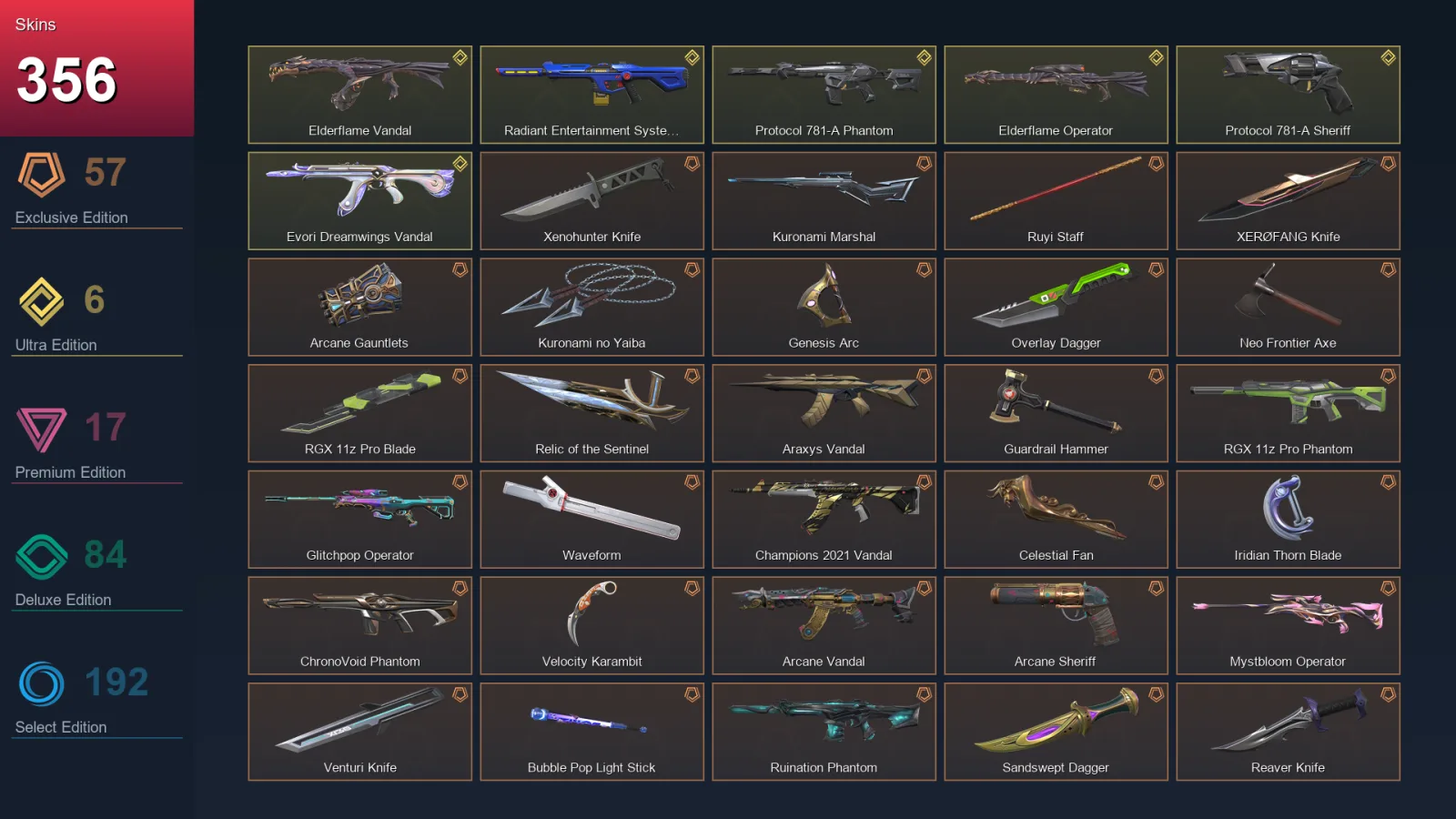 EU | Lv483 | Unranked | 356 Skin | 27 Agent | 264 Buddy